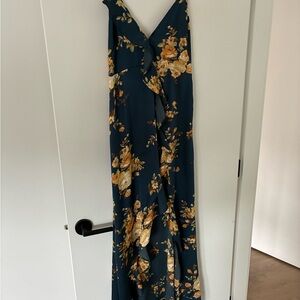 Floral Maxi Dress in Teal and Yellow